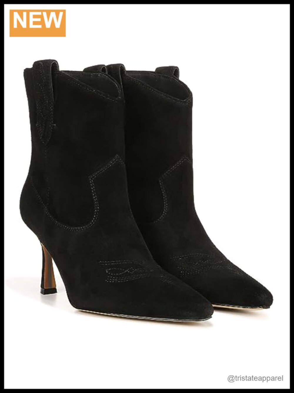 Sam Edelman Moe Ankle Bootie Pointed Toe Stiletto Heel Shearing Upper Leather